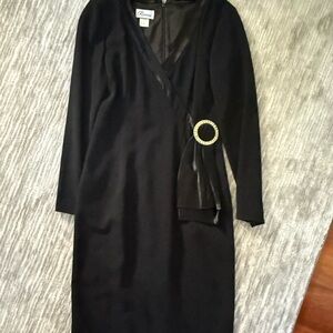 Rimini Black Long Sleeve Dress with Gold Accent